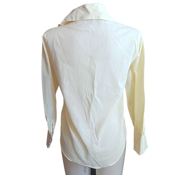 Small 32 True Vintage Blouse Japan Button-Up Long Sleeve Mod Puppy Collar 1970's - Picture 4 of 8